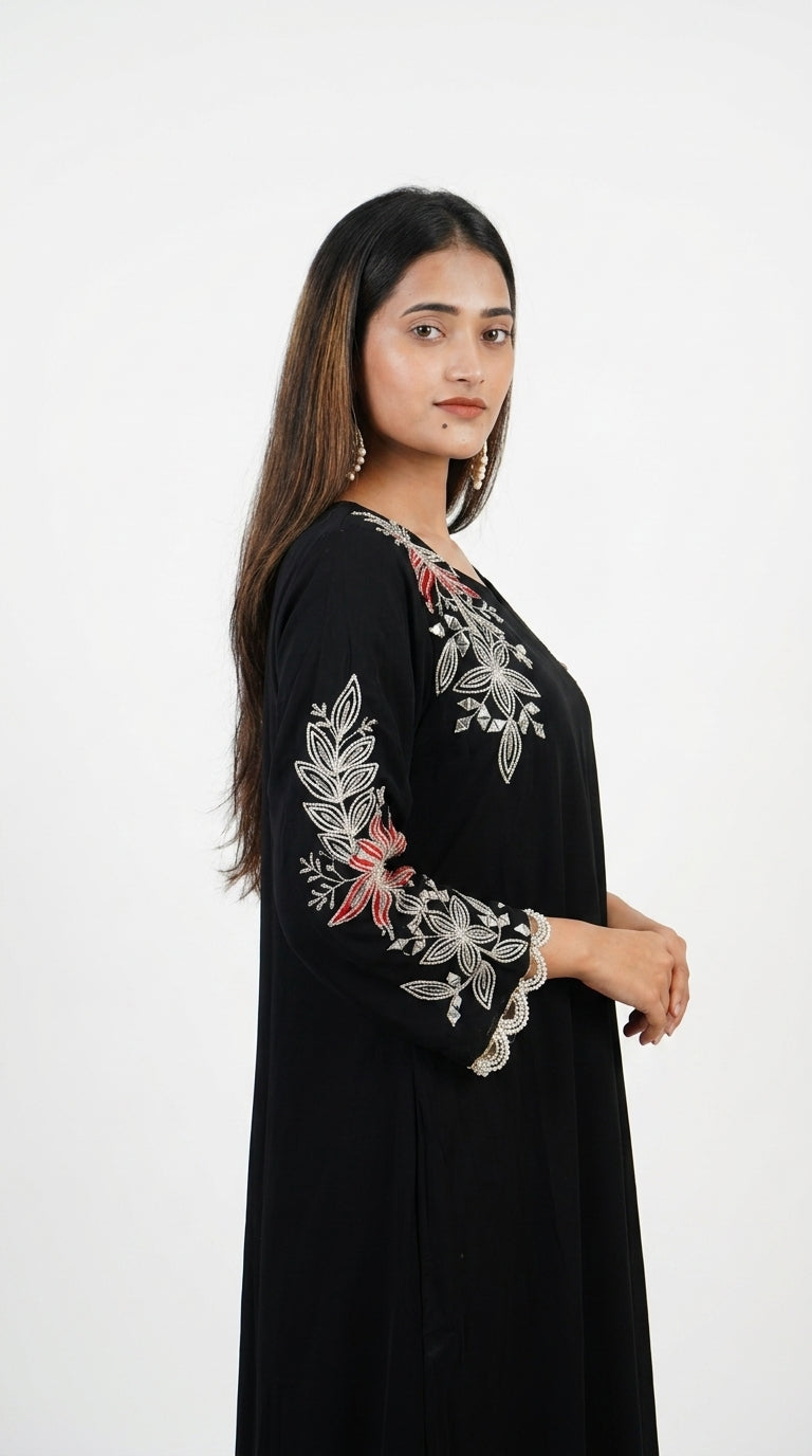 Black Hand-Embroidered Designer Kurta Set