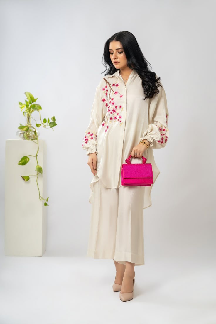 Ivory Elegance – Embroidered Co-ord Set
