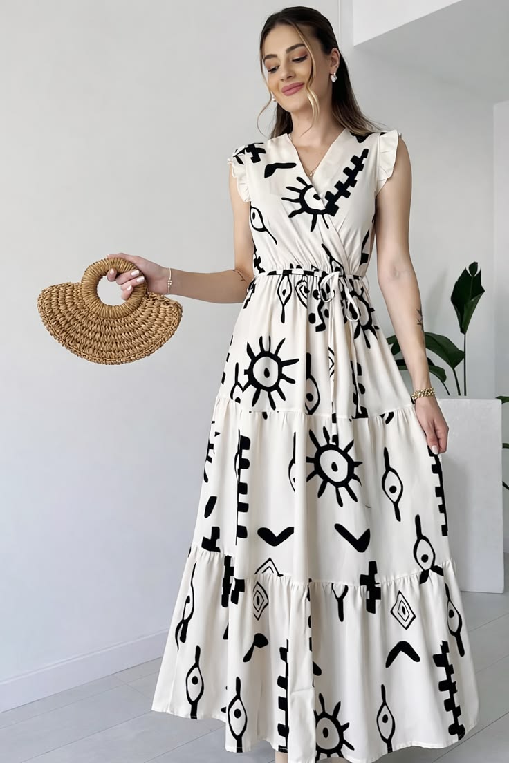 Noir Grace – Printed Maxi Dress